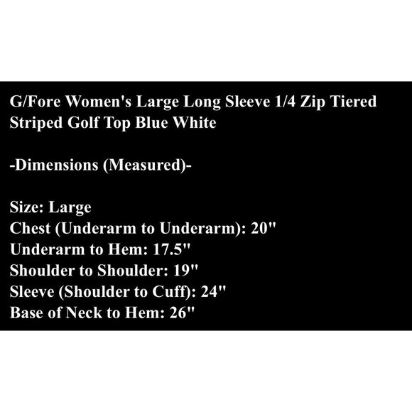 G/Fore Women's Large Long Sleeve 1/4 Zip Tiered Striped Golf Top Blue White - Picture 6 of 6